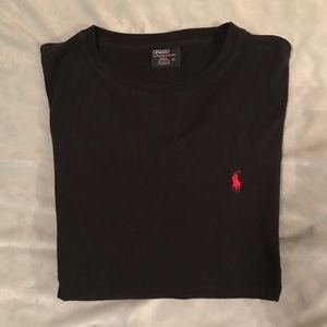 Black Men’s Polo T-Shirt with Red Logo